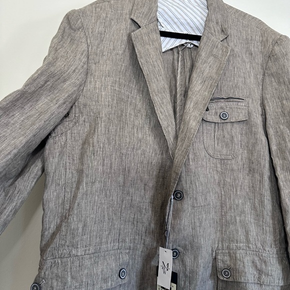 Joseph abboud 100% Linen sport coat 2 button blazer Tan Birdsey size XL NWT - Picture 10 of 16